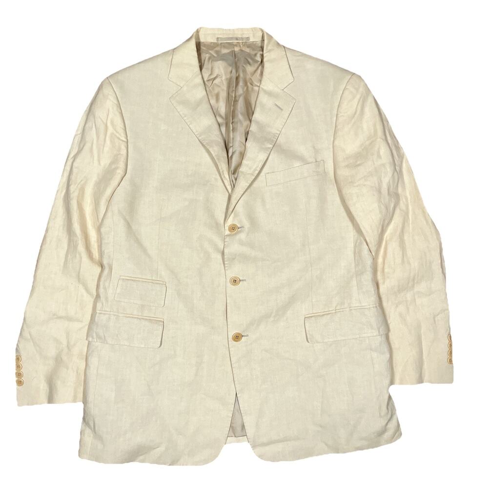 Ralph Lauren Purple Label Sport Coat 44R Linen 3 Button Italy Light Yellow